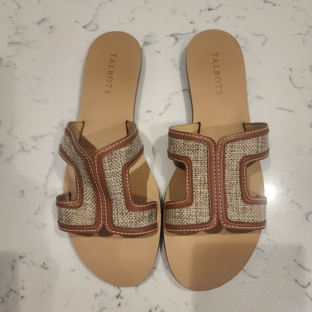 Talbots Tan and Natural Woven Slide Sandals - Picture 3 of 5
